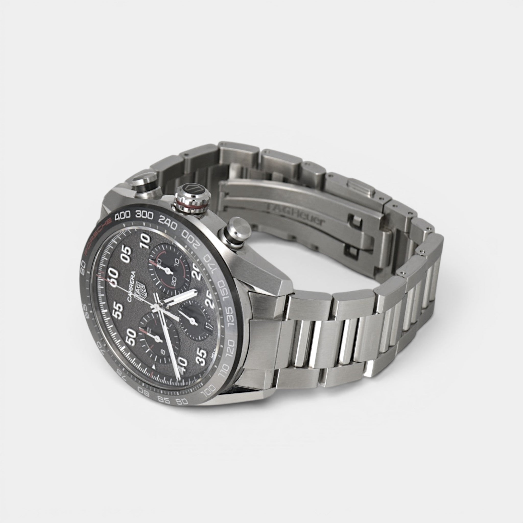 태그호이어 까레라 크로노그래프 x 포르쉐 오토매틱, 44 mm, 스틸